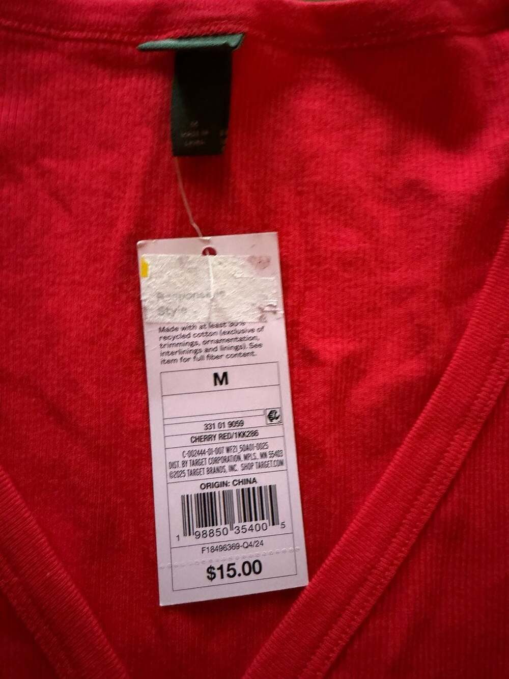 Cherry Red Ribbed Long Sleeve - Picture 2 of 3